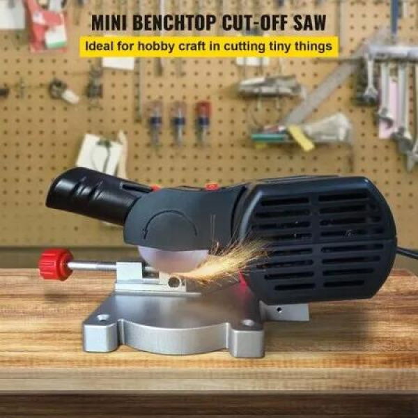 Mini Miter Cut-off Chop Saw, Two 2-5/16' Blade of Steel and Resin with 1/2inch Cutting Depth, 0-45Â° Benchtop Miter Saw for Copper, Aluminum, Wood, Zinc in Hobby Craft