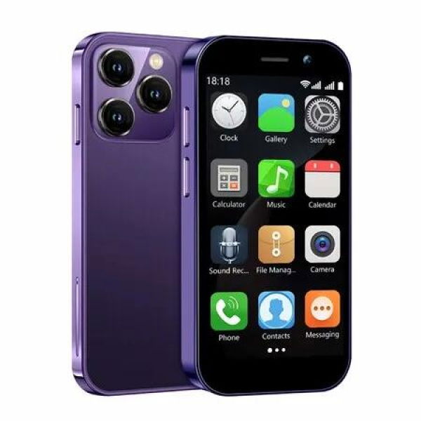 Mini Phone 4G Mini Smartphone 3.0In Touch Screen Compact Mobile Phone,2000mAh Battery Cell Phone with Dual SIM Quad Core Face ID GPS 2GB+16GB Purple