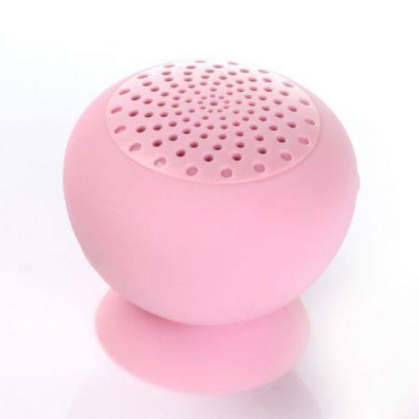 Mini Portable Bluetooth Speaker Mashroom Wireless Waterproof Silicone Suction - Pink