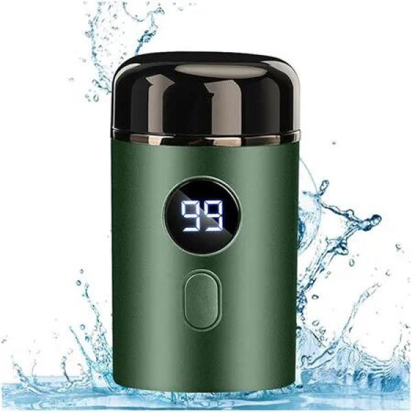 Mini Portable Electric Shaver for Men, Mini Electric Shaver, LED Power Display USB Rechargeable Washable Shaver for Travel (Green)