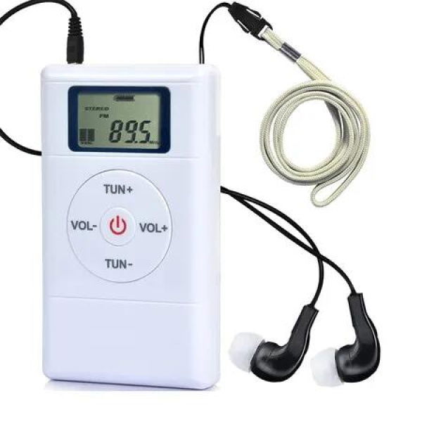 Mini Portable FM Radio, Stereo LCD Digital Display Tuning Pocket Walkmen Transistor Conference Receiver