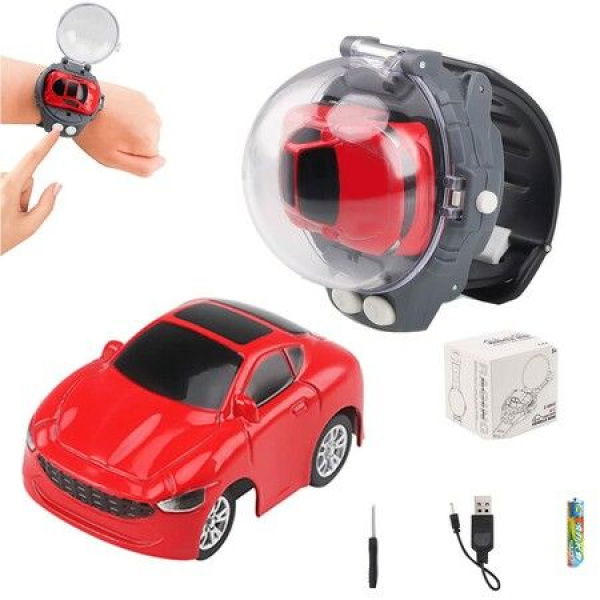 Mini Remote Control Car Watch Toys 2.4 GHz Cartoon RC Watch Racing USB Charging Hand Controlled For Boys Girls Birthday Gift (Green)