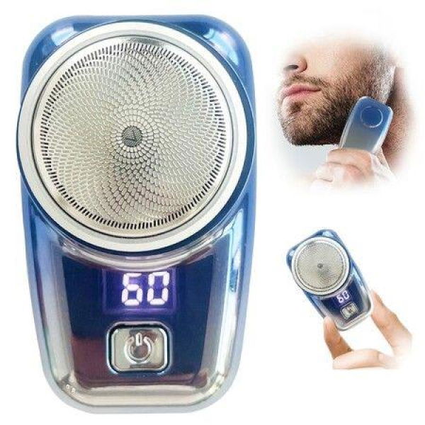 Mini Shaver Portable Electric Shaver Electric Razor For Men Mini-Shave Pocket Portable Shavers USB Rechargeable Waterproof Shaver Easy One-Button Wet And Dry Use Suitable For Home Car Travel (Blue)