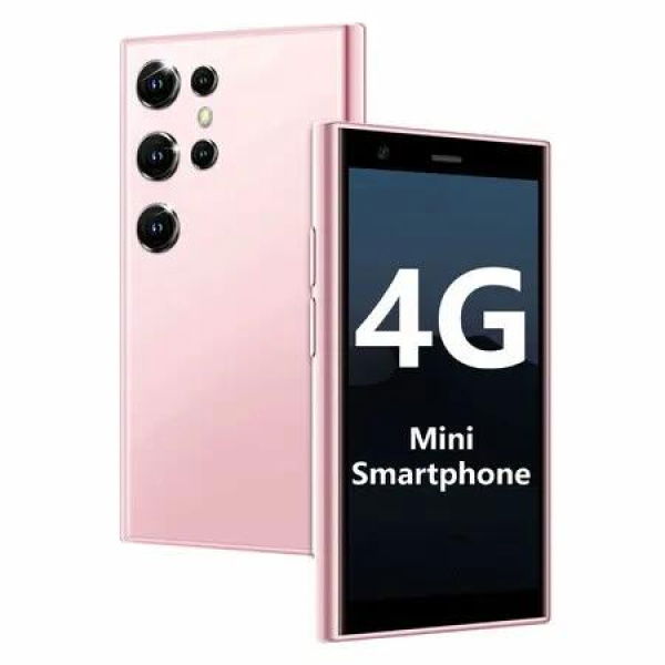 Mini Smartphone 4G Unlocked Smart Phone 3.0In HD Touch Screen Cell Phone 2000mAh Battery Dual SIM Little Mobile Phone with Face ID Kids Cellphone Pink