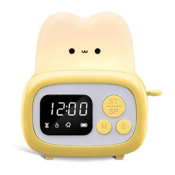 Mini Timer Clock Toaster Lamp, Cute Night Light for Kids, Birthday Gifts for Teen Girls Boys (Yellow)