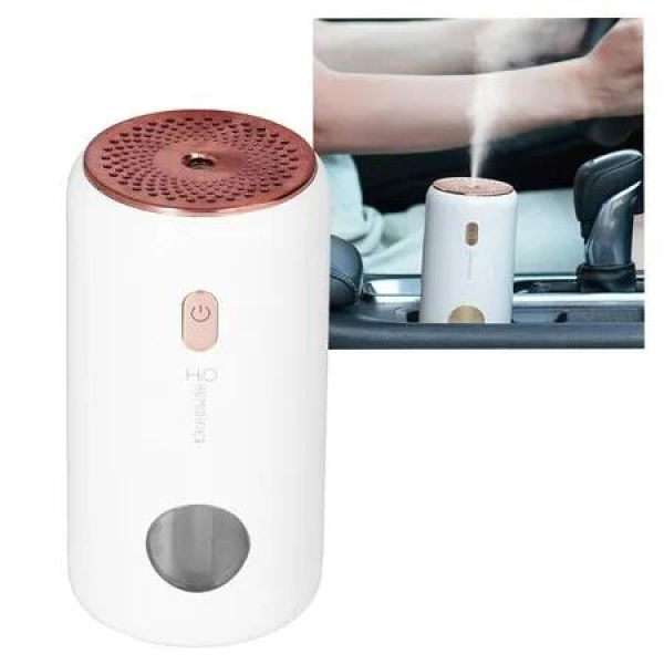 Mini USB Powered Car Humidifier Mute Large Misting Air Humidifier for Home Office Bedroom One Key Operation (White)