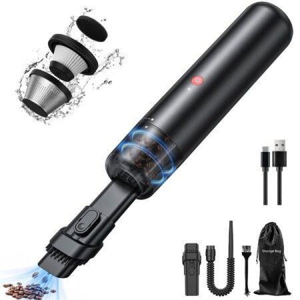 Mini Vacuum - Powerful Car Vacuum Cordless Rechargeable Handheld Vacuum For Dust Sand Crumbs - Ultra-Light Portable Vacuum For Home Car Small Dust Buster (Black)