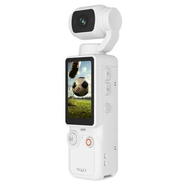 Mini Vlogging Camera with 3-Axis Gimbal Stabilizer, Fast Focusing, Face/Object Tracking, Digital Video Camera for Photography (White)