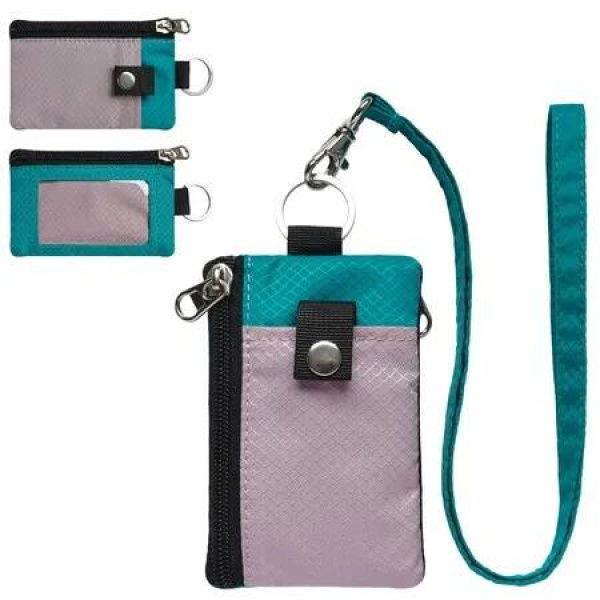 Minimalist RFID Blocking Small Wallet with ID Window,WaterResistant Zip Id Case Wallet with Lanyard Keychain for Cards,Cash,Travel,Women,Men