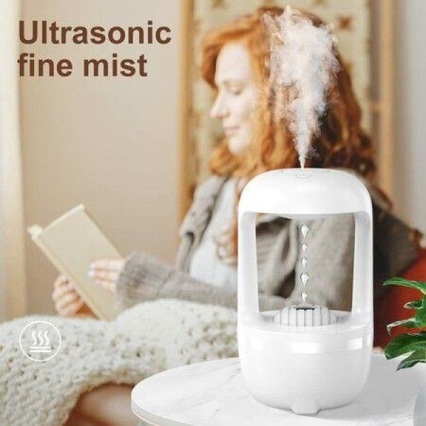 Mist Humidifiers For Bedroom With Cute Water Drops & Light Effects Small Room Air Diffuser For Baby Home Office (White)