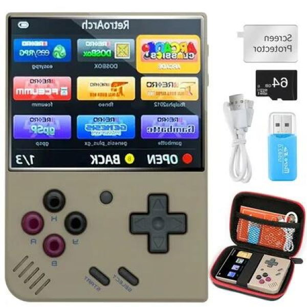 Miyoo Mini Plus Retro Handheld Game Console with 10000+ Classic Games, 64G TF Card, 3.5-inch Screen, Portable Rechargeable Open Source Emulator for Customizable Gaming, WiFi Support(Grey)