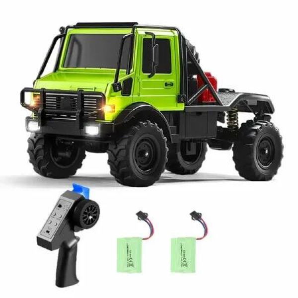 MN-333 1/18 Semi-Truck RC Crawler, 2.4G 4WD All Terrain Off Road Vehicle with Lights, Remote Control Climbing Model Car Gift for Teens (Green)