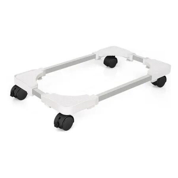 Mobile CPU Stand Adjustable Computer Tower Stand with 4 Caster Wheels Fits Most PC, White