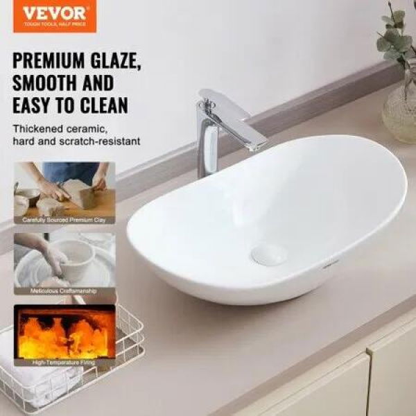 Modern Ceramic Vessel Sink 60x36cm Bathroom Vanity Bowl Countertop