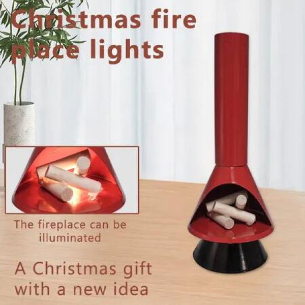 Modern LED Fireplace Mini Fake Wood Stove Decorative Lights Unique Christmas Home Decor Color Red