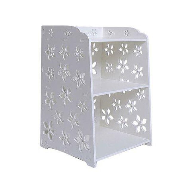 Modern White Flower Bedroom Bedside Table Rack Cabinet Organizer Night Stand Storage BasketsLarge