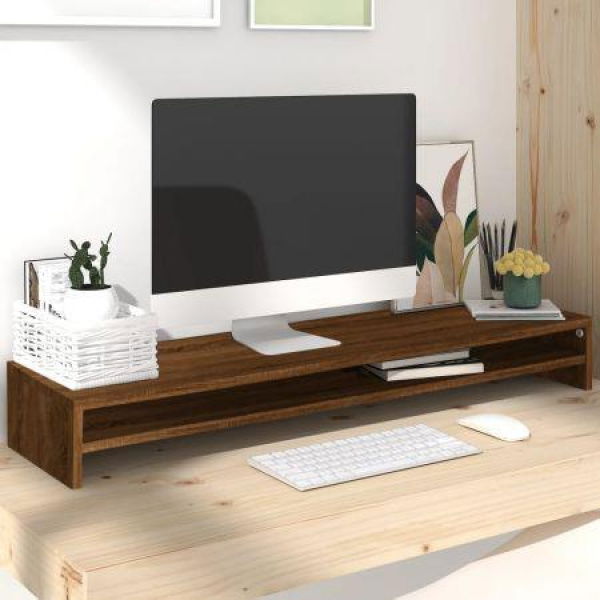 Monitor Stand Brown Oak 100x24x13 Cm Engineered Wood