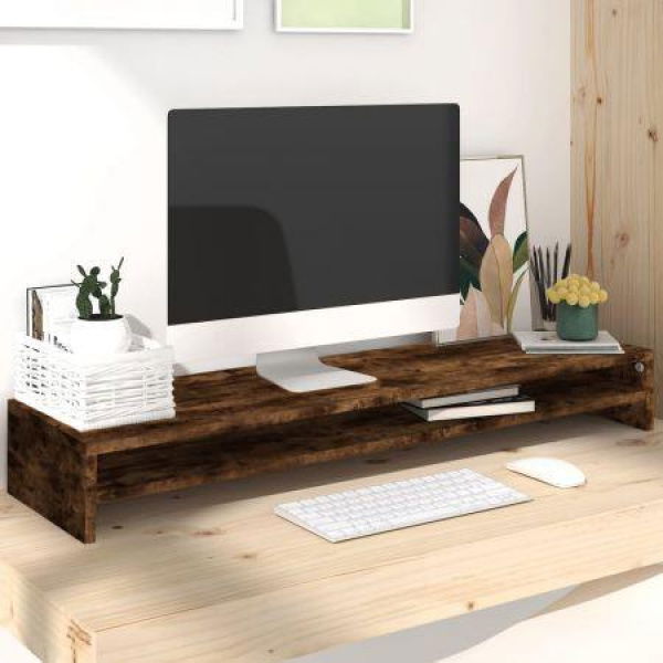 Monitor Stand Smoked Oak 100x24x13 Cm Engineered Wood