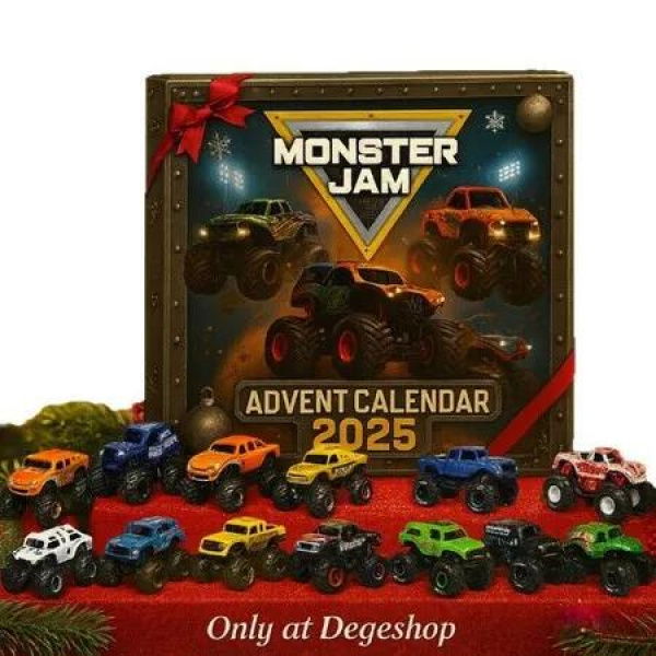 Monster Jam Car Advent Calendar 24 Days Monster Truck Christmas Countdown Calendar 2D flat hanging Set for Boys,Christmas Holiday Gift