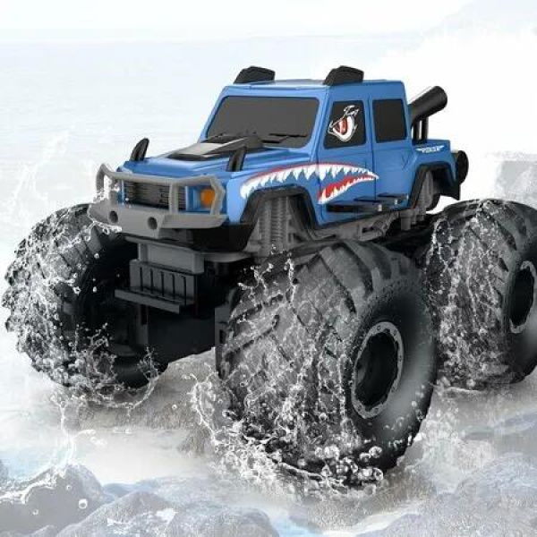 Monster Truck Toys Amphibious Remote Control Car, Waterproof RC Trucks 2.4GHz All Terrain Off-Road Pickup Toy RC Car for Boys and Girls (Blue)