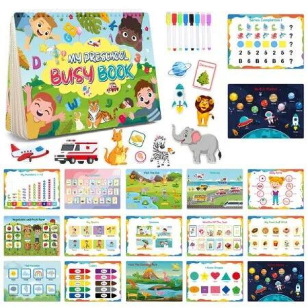 Montessori Busy Book for Kids,Montessori Toys with 16Themes,Learning Activities,Autism Sensory Toys,Gifts For Kids 3+