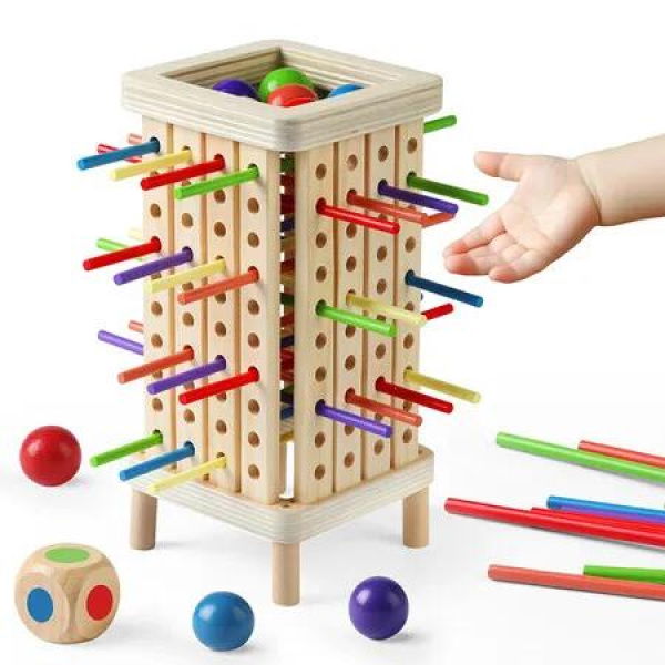 Montessori Game Wooden Board Game, Multiplayer for Boys Girls 4 to 8, Math Educational, Fine Motor Skill Toy for Girls Boys