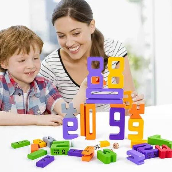 Montessori Number Blocks Rainbow Math Toy Counting Stacking Game Educational Kids Digital Learning Wooden Play