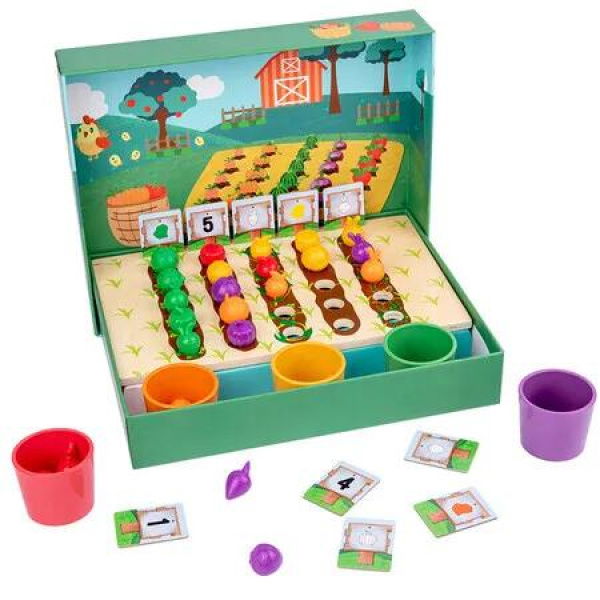 Montessori Toy Farm Fruit Vegetables Sorter Game Kids Educational Sensory Interactive Wooden Toys For Children Girls Boys