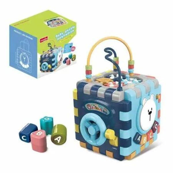 Montessori Toys Baby Activity Cubes,6 in 1 Multifunction Sensory Toy for Toddlers with Lighting and Music,Detachable Play,Early Developmental Gift