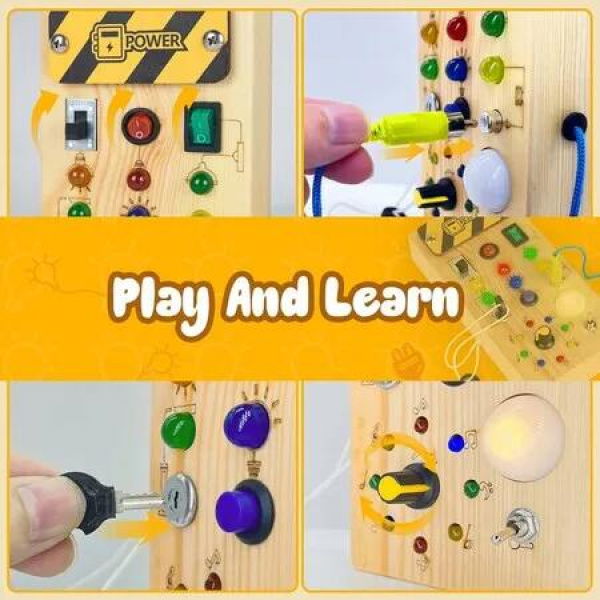 Montessori Wooden Toys Toddler Busy Board Travel Toys for Three Year Old Baby and Toddler Educational Interactive Learning Toy