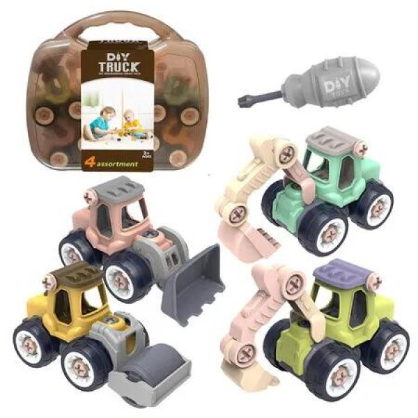 Morandi Construction Vehicle Toy DIY Nut Assembly Excavator Set 4 Excavators Idea Gifts Suitable For aged 3 and up