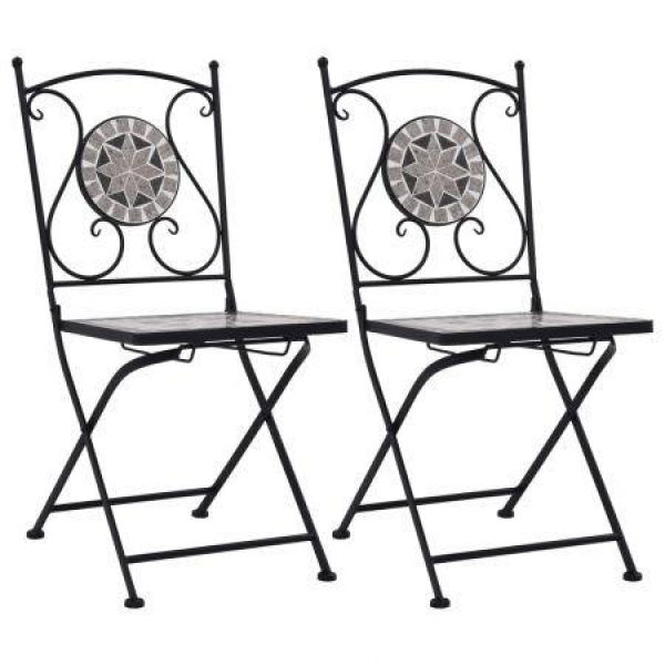 Mosaic Bistro Chairs 2 Pcs Grey