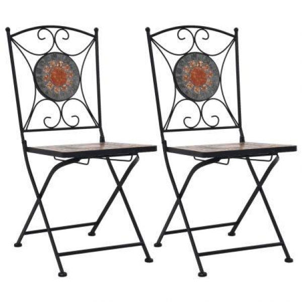 Mosaic Bistro Chairs 2 Pcs Orange/Grey.