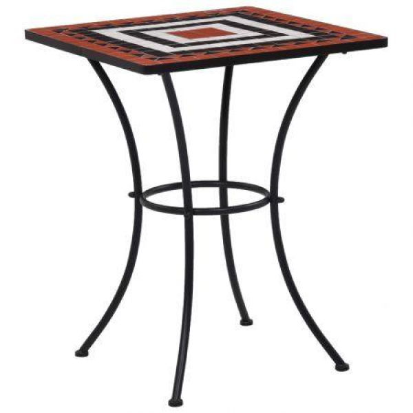 Mosaic Bistro Table Terracotta And White 60 Cm Ceramic