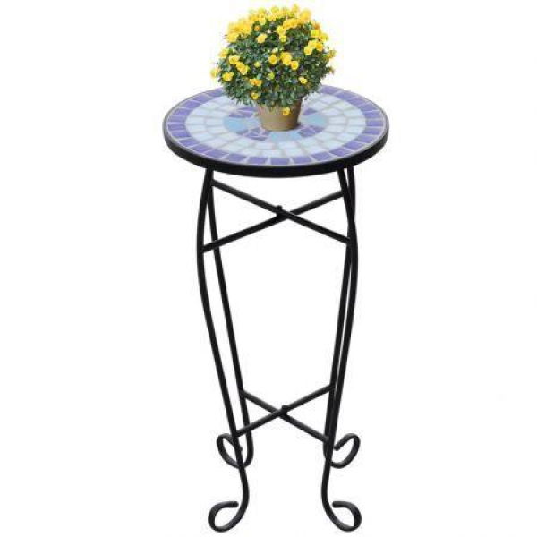 Mosaic Plant Table Blue And White