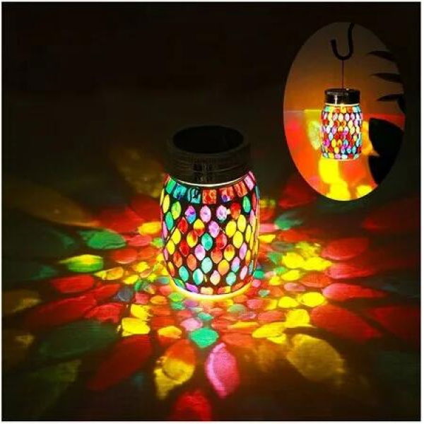 Mosaic Solar Lights Outdoor Hanging Lanterns, Rechargeable Mosaic Solar Lanternsï¼Œ Outdoor Waterproof Solar Night Lights Table Lamps for Decorations