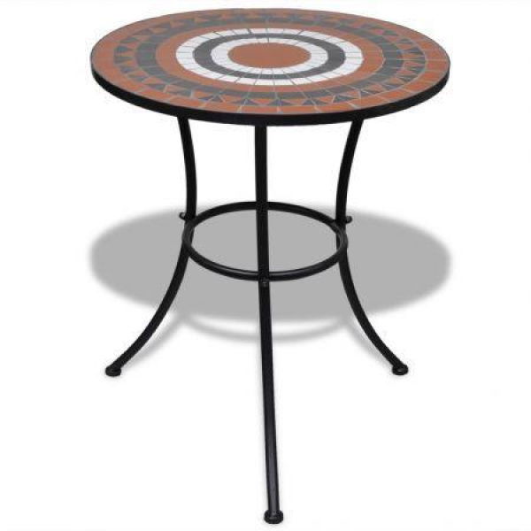 Mosaic Table 60 Cm Terracotta/White.