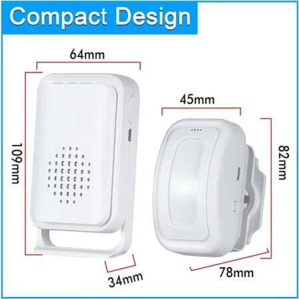 Motion Sensor Doorbell with 2 Sensors 1 Receiver for Enhanced Business Security, Audible Welcome Buzzer for Customer Entry