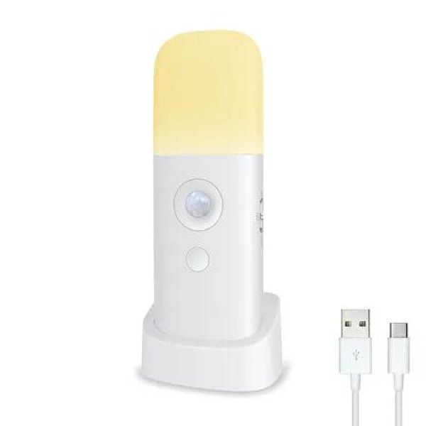 Motion Sensor Night Light, Dimmable Night Lights with 5 Brightness Levels, Rechargeable Light, Portable Motion Sensor Light for Kids Room, Bedroom, Hallway