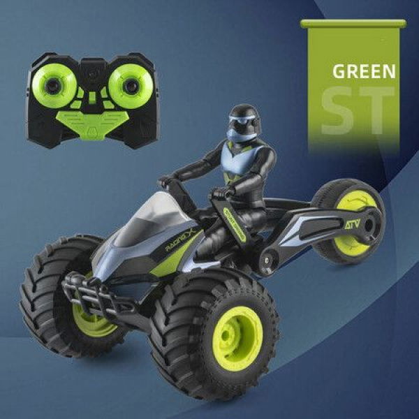 Motorcycle Remote Control Toy For Boys Remote Control Two Shapes 360 Stunt Rotation Sound Lighting STAR CAVALRY Kids Toys Gift (Grass Green 1 Pack)