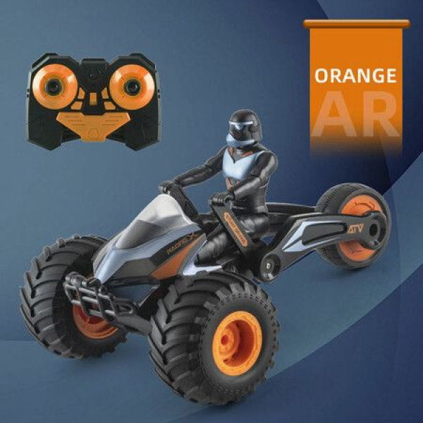 Motorcycle Remote Control Toy For Boys Remote Control Two Shapes 360 Stunt Rotation Sound Lighting STAR CAVALRY Kids Toys Gift (Orange Red 1 Pack)