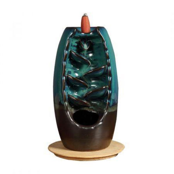 Mountain Waterfall Smoke Backflow Ceramic Incense Burner Holder + Cones