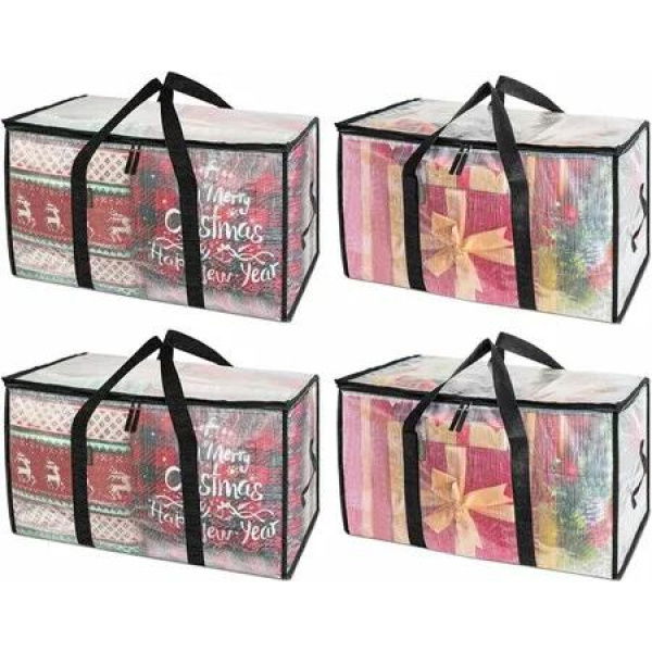 Moving Bags Oversized 4 Pcs Reinforced Handles Heavy Duty Storage Tote Clear Clothes Packing Organiser Relocation Travel