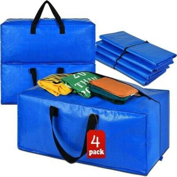 Moving Boxes Heavy Duty Extra Large Storage Bags Blue Moving Bags Totes With Zippers 4 Pack