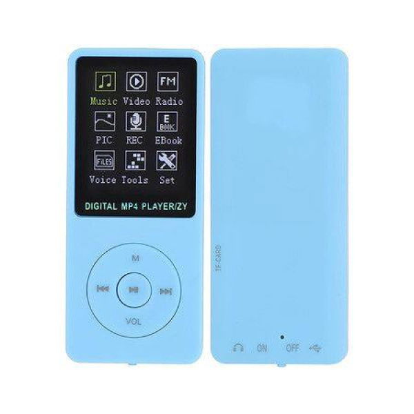 MP3 Player Mini Plug Card Video MP4 1.8 Inch Max Support 32GB For Running (Blue)