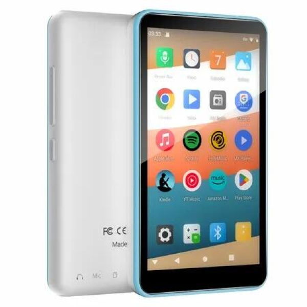 MP3 Player with Bluetooth and WiFi,32GB Storage & Android OS,4In Touch Screen,FM Radio,Kids MP3 & MP4 Player with Spotify,Amazon Music,Play Store (Blue)