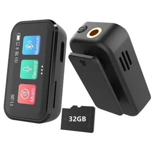 MP3 Player with Bluetooth,Portable Digital Lossless 32G Music Player with Built-in Speaker 1.47 in Full Touch Screen,Voice Recorder,E-Book,FM Radio(Black)