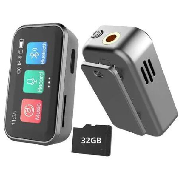 MP3 Player with Bluetooth,Portable Digital Lossless 32G Music Player with Built-in Speaker 1.47 in Full Touch Screen,Voice Recorder,E-Book,FM Radio(Silver)