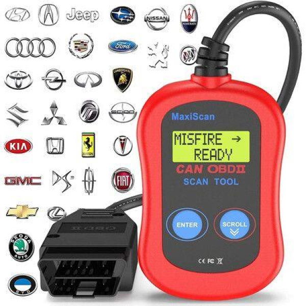 MS300 OBD2 Scanner Code Reader Check Emission Monitor Status CAN Diagnostic Scan Tool