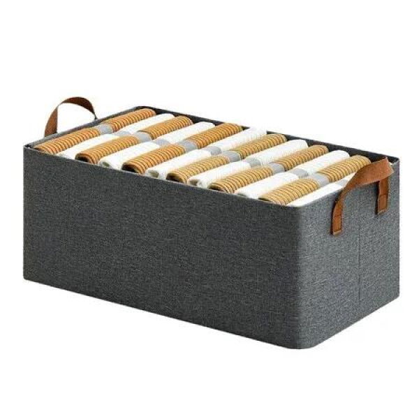 Multi-functional Folding Wardrobe, Closet Clothes Organizer Storage Box Steel Frame with Handle, Stackable Shelf Storage Baskets (Gray)